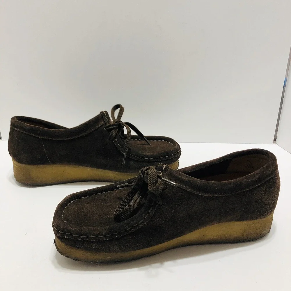 Clarks Originals 78984 Wallabee Wedge Crepe Sole Dark Brown Oxfords Sz 7 M‎